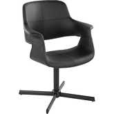 Vintage Flair Swivel Accent Chair with X pedestal Base in Black Metal & Black Leatherette